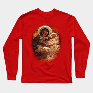 Icon of the Blessed Virgin Mary by Luke the Evangelist at Monastery of Saint Mark Catholic Church Long Sleeve T-Shirt